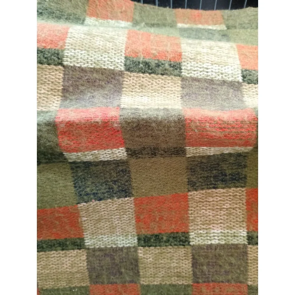 Handwoven Checkered Scarf Fall‎ Autumn Colors Fringed Ends